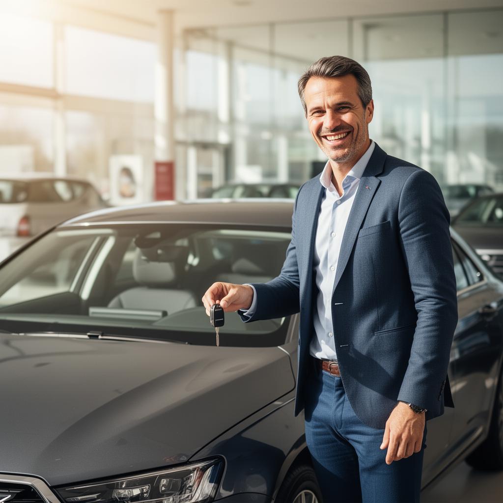 Client souriant vendant son véhicule chez Le Bon Plan Automobiles